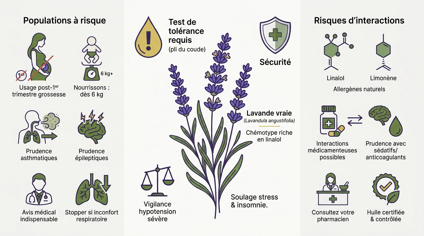 Précautions d'usage et contre-indications de l'huile essentielle de lavande vraie