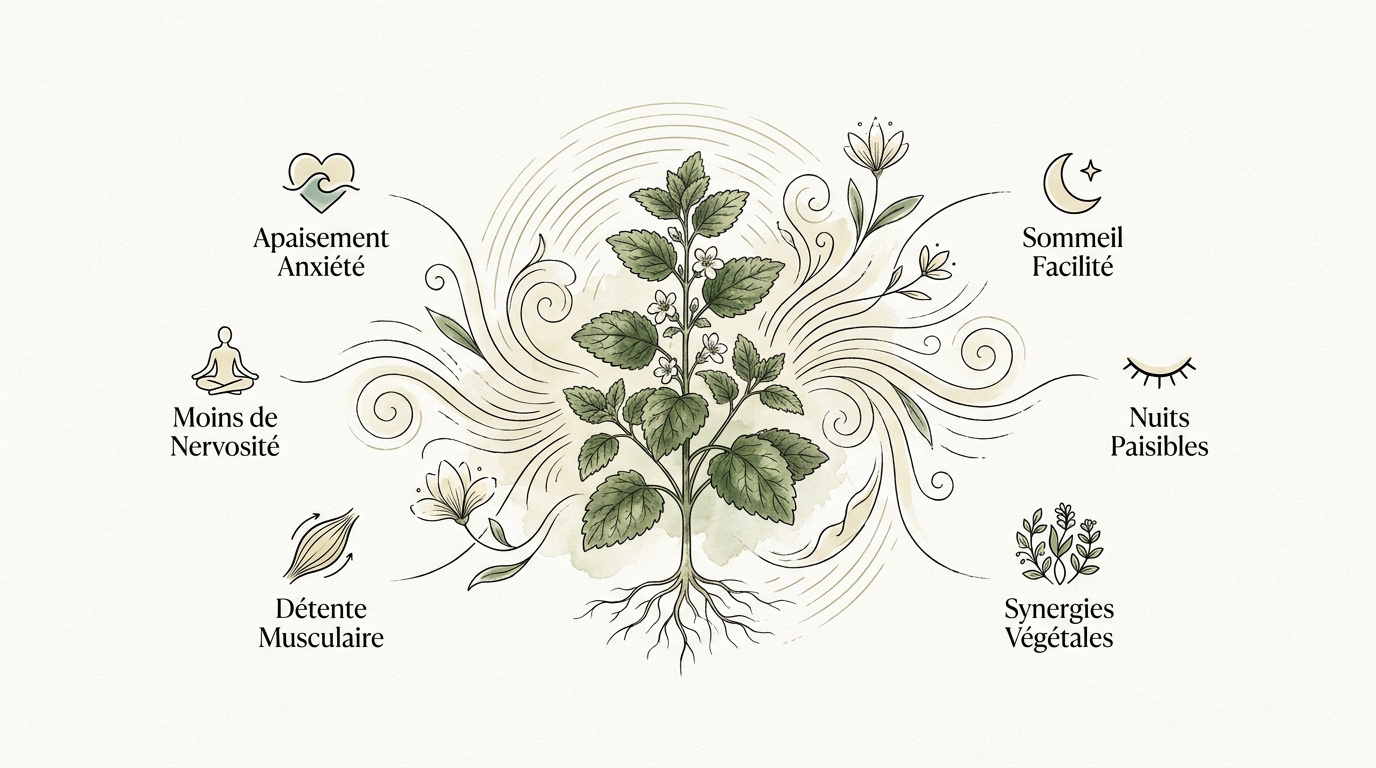 Feuilles de mélisse fraîche et infusion apaisante pour le sommeil