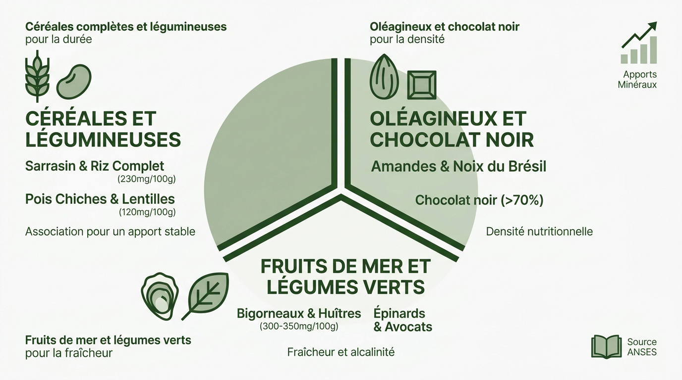 Sélection d'aliments riches en magnésium