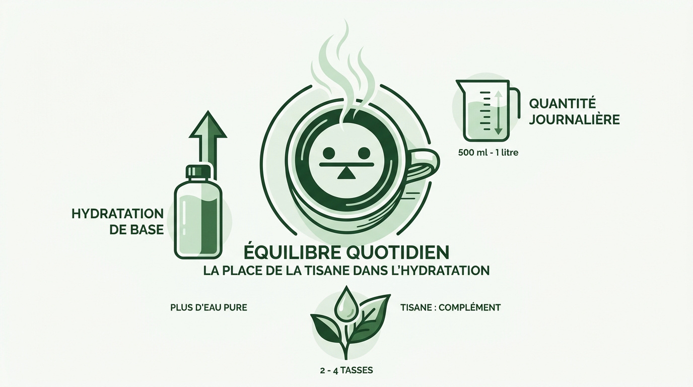 Infusion de plantes illustrant l'équilibre hydrique quotidien